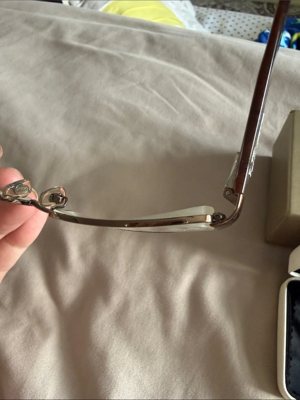 Versace Gold Metal Rectangular Women's Glasses with White Case